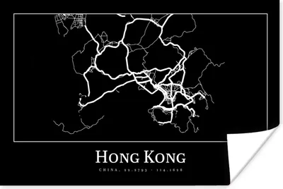 Produktbild von MuchoWow® Poster Hongkong - Karte - Stadtplan - Routenbeschreibung 180x120 cm - Fotoplakat