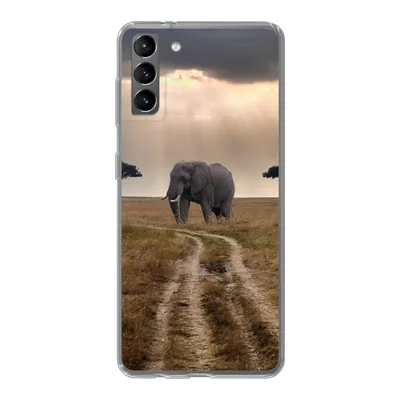 Produktbild von MuchoWow® Handyhülle Schutzhülle Hülle für Samsung Galaxy S21 Plus Elefant - Tiere - Wiese - Sonne Silikon Softcase Handy Hülle - Handy-Tasche