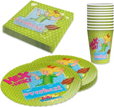 Produktbild von Bibi Blocksberg 40-tlg. Party Set – Teller Becher Servietten Kindergeburtstag