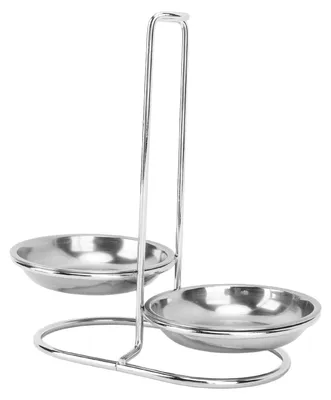 Imagen del producto de Soporte para cucharas de acero inoxidable, vertical, con 2 estantes, color plateado, para la cocina