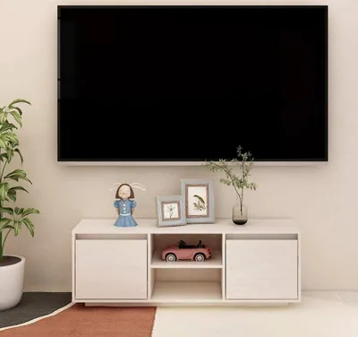 Obrázek produktu pro The Living Store TV skříňka bílá 110x30x40 cm z masivního borovicového dřeva