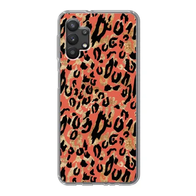 Produktbild von MuchoWow® Handyhülle Schutzhülle Hülle für Samsung Galaxy A32 5G Pantherdruck - Gold - Rosa Silikon Softcase Handy Hülle - Softcase