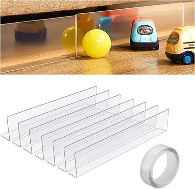 Obrázek produktu pro Průhledný PVC blokátor na nábytek - 8 kusů - blokátor na hračky pod pohovku - blokovací deska s lepicí páskou - hračky domácí zvířata prach děti