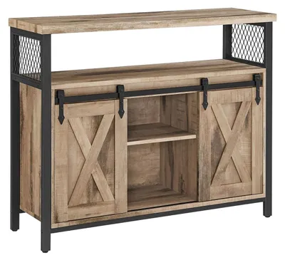 Produktbild von Schwarzes Sideboard – Spanplatte und Stahl – verstellbare Einlegeböden – 33 x 100 x 80 cm