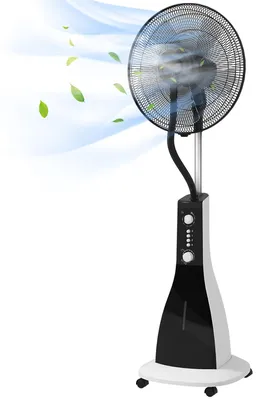 Produktbild von 2-in-1 Ventilator mit Befeuchter, 3 Geschwindigkeiten, Timerfunktion, 3 L Tank, 44,5 x 38,5 x 120cm, Schwarz