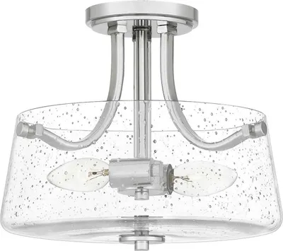 Produktbild von Deckenlampe Metall Glas D: 31,3 cm rund Nickel poliert 2-flammig Jugendstil Deckenleuchte