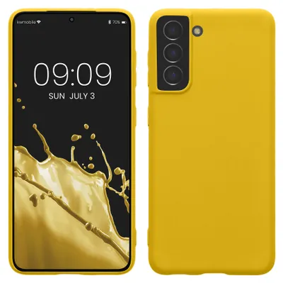 Produktbild von kwmobile Handyhülle für Samsung Galaxy S21 Hülle - TPU Case - Kabelloses Laden - Schutzhülle Cover in Strahlend Gelb