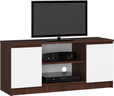 Produktbild von TV Schrank AKORD Fernsehkommode 120 cm Wenge Front Weiß B120 x H55 x T40 cm