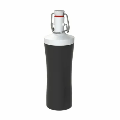 Produktbild von Koziol Plopp To Go Trinkflasche, Trink Flasche, Outdoorflasche, Getränkflasche, Wasserflasche, Kunststoff, Cosmos Black / Baumwolle White, 25.3 cm, 3796499