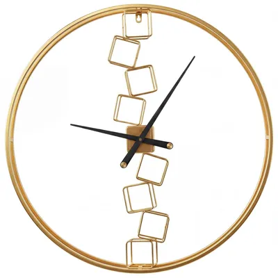 Produktbild von KOMFOTTEU Geometrische Wanduhr, Geräuschlose Wohnzimmeruhr Batteriebetrieben, Metalluhr modern für Wohnzimmer, Küche, Schlafzimmer, Büro & Schule, 68 x 68 x 8 cm, Gold
