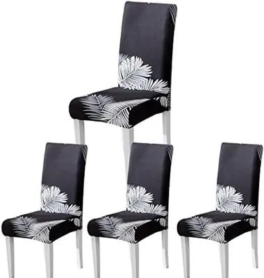 Produktbild von PolkaHome® Stuhlhussen Esszimmerstuhlhussen, 4 Stück, Stretch-Stuhlbezüge für Hotel, Restaurant, Hochzeit, Esszimmer (Schwarz)