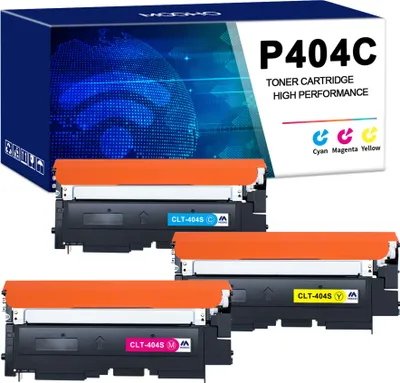 A product shot of toner cartridges and their packaging.