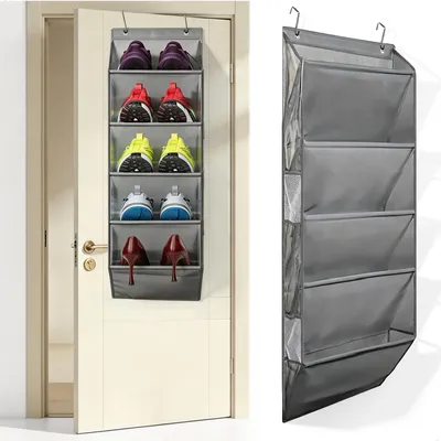 Schuh-Organizer, 5 Fächer, hängend, grau