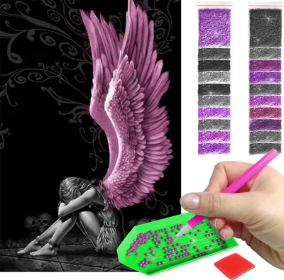 Produktbild von ARTULIO - Diamond Painting Set - Sinnliche Frau mit Engelsflügel - 60 x 40 cm - Groß XXL - Eckige quadratische Steine - 5D Diamant Painting, Crystal Art