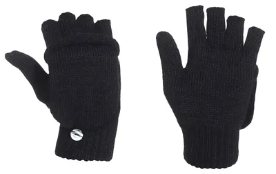 Produktbild von Claus Modes Uni Halbfinger Handschuh mit Klappe Fäustling, uni schwarz