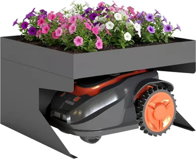 Produktbild von Mähroboter Garage Stahl mit Pflanzkasten Carport Regenschutz 75x70x46cm Schwarz