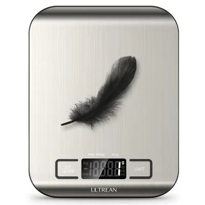 Digitale Küchenwaage, LCD, Tara, 5 kg, Silber