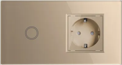 Produktbild von Touchschalter Panel 1+dose Glas gold Qtouch Wandschalter ohne Modul Schuko Steckdose