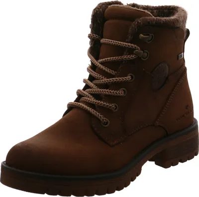 A single brown boot is shown against a white background.