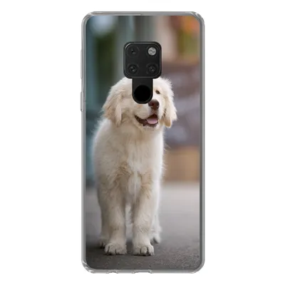 Produktbild von MuchoWow® Handyhülle Schutzhülle Hülle für Huawei P40 Lite Ein Golden Retriever Welpe läuft auf dem Bürgersteig Silikon Softcase Handy Hülle - Handy