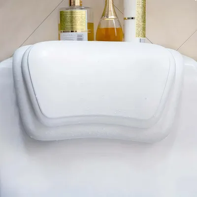 Produktbild von SPA Badewannenkissen, Badekissen für Badewanne mit rutschfesten Saugnäpfen, ergonomisches SPA Kopfkissen zum Entspannen von Kopf, Weiß