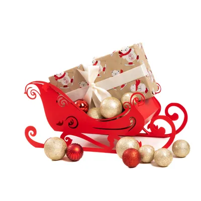 Produktbild von Eleganter Dekoschlitten zu Weihnachten – Festlicher Blickfang für Ihre Weihnachtsdeko, Rot