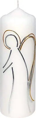 Produktbild von Geschenkkerze " Engel gold/silber" Weiß 170 x Ø 60 mm
