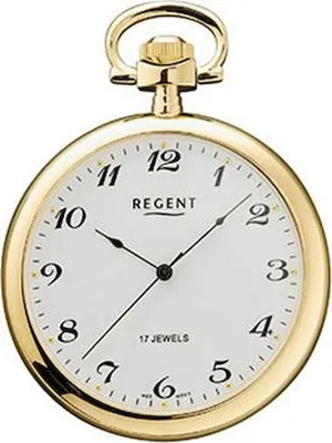 Produktbild von Regent Taschenuhr vergoldet analog Mechanik P-32