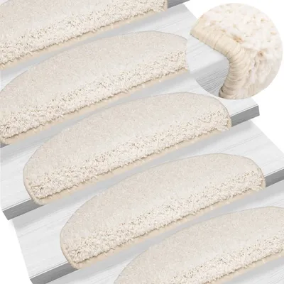Immagine prodotto di vidaXL Tappeto per gradini 10 pezzi 65x21x4 cm Bianco Semicircolare Grande