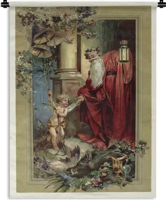 Produktbild von MuchoWow® Wandteppich Wandbehang Weihnachtsmann - Porträt - Retro 60x80 cm Tapisserie Dekoration Wandtuch - Decke - Wandtücher - Wohne