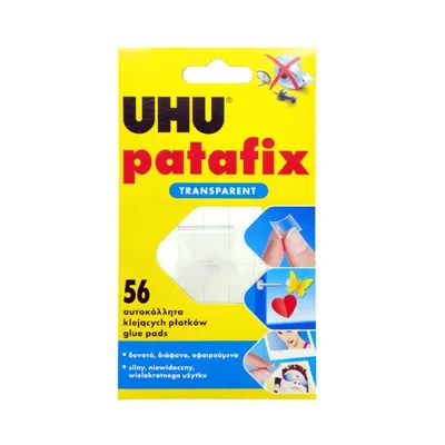 Obrázok produktu pre Samolepiace podložky "Patafix", priehľadné, 56 ks, obojstranné, UHU 25039