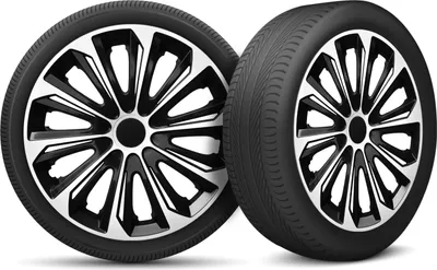 Produktbild von Auto Radkappen Radzierblenden 4er Set passend für alle Stahlfelgen - einstellbarer Sicherungsring - 15 Zoll - Schwarz Weiß