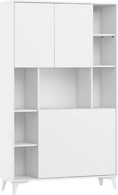 Produktbild von Klappbare Schreibtisch MEGAN 2 Schreibtischregale Regale Haushaltsbüro Computertisch WEIß MATT / WEIß MATT
