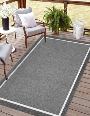 Produktbild von Outdoor Teppich FRAME 140 x 200 cm Weiß-Schwarz