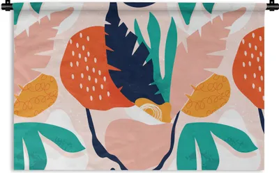 Produktbild von MuchoWow® Wandteppich Wandbehang Blätter - Farben - Muster 60x40 cm Tapisserie Dekoration Wandtuch - Wanddekorationen