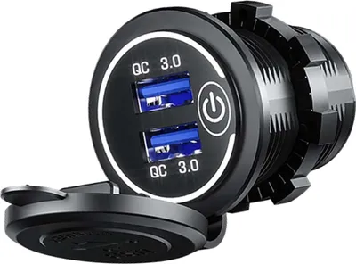 Zdjęcie produktu dla Ładowarka samochodowa, USB, wieloportowa, QC3.0, szybkie ładowanie, adapter do gniazda zapalniczki do kamperów, łodzi, motocykli, białe światło