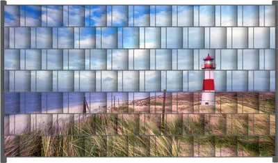 Produktbild von Wallario Zaunsichtschutz mit Motiv Leuchtturm am Strand von Sylt für Ein- und Doppelstabmatten Zäune in der Größe 250 x 140 cm