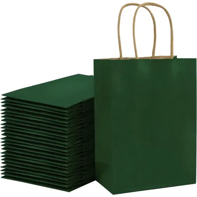 Zdjęcie produktu dla Torby papierowe, kolor zielony, 25 sztuk, wymiary 33 x 25,4 x 12,7 cm, z uchwytami