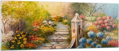 Produktbild von Bilder auf glas - Garten Blumen Sommer - 140x50cm - Glasbilder - Wandbilder - Kunstdruck - zum Aufhängen bereit - Wanddekoration aus Glas - Glas Bilder - Wandbild auf Glas - Einteilig - GAB140x50-3694