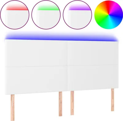 Produktbild von vidaXL LED Kopfteil Weiß 160x5x118/128 cm Kunstleder