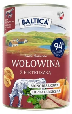 Produktbild von BALTICA Smaki regionów Beef with parsley – Nassfutter für Hunde – 400g