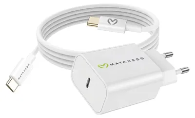 Immagine prodotto di Mayaxess, alimentatore da 20 W per Galaxy S21 Plus + cavo USB-C da 1 m, bianco