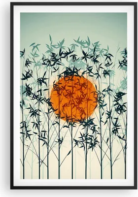Produktbild von Gerahmtes Poster - Schwarzer Rahmen - Westen Sonne Gras - 61x91,5 cm - Wand Bild - Wanddeko - Wandbilder - Kunstposter - Wandposter - Bilderrahmen - Bilder - Kunstdruck - P2BPA61x91-5104