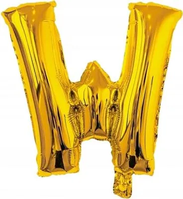 Produktbild von Folienballon in Gold, 40 cm, mit dem Buchstaben "W", geeignet für Hochzeiten, Geburtstage, Veranstaltungen