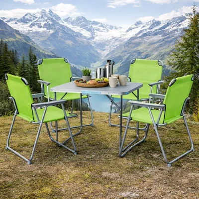 Produktbild von 5-teiliges Campingmöbel Set Alu L80xB60xH68cm Limegrün