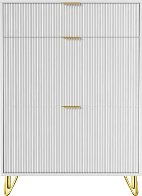 Produktbild von Schuhschrank - Schmales Schuhregal für Flur - 3 Schubladen - Holz modern - 80×24×118,5 cm - Weiß A
