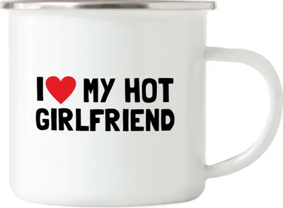 Produktbild von I love my hot Girlfriend Emaille Tasse Liebe Freundin Paar Pärchen Jahrestag Lustig Valentinstag