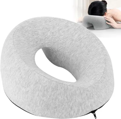 Imagen del producto de Almohada de masaje en forma de U, fabricada con espuma viscoelástica, con soporte facial y reposacabezas ergonómico, ideal para spas y uso doméstico