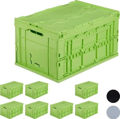 Produktbild von relaxdays 8 x skrzynia transportowa 60 L z pokrywą