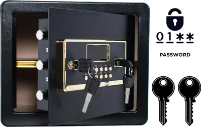 Image de Coffre-fort blindé pour la maison avec serrure électronique et clé 30 x 36 x 30 cm Noir